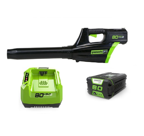 מפוח עלים 80V +סוללה 2.0Ah + מטען מהיר Greenworks
