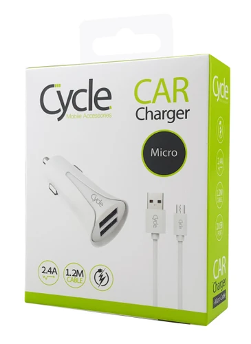 Cycle Car 2A 2USB Micro - מטען רכב + כבל מיקרו
