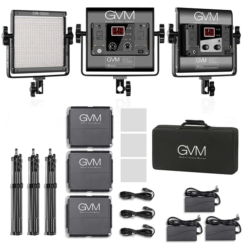קיט 3 פנסי לד GVM 560AS Bi-Color