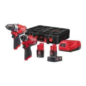 סט מברגות אימפקט+פוטר סוללות Milwaukee-FPP2A 12V-fuel 2+4Ah