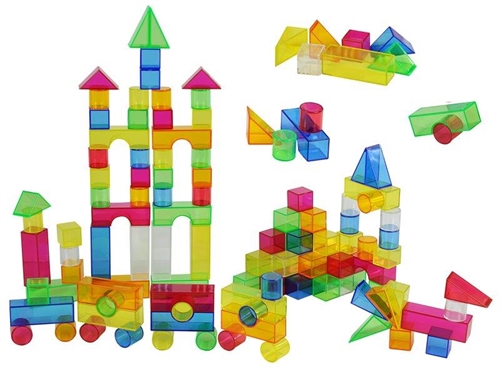 קוביות בניה שקוף/ צבעוני 500 יח