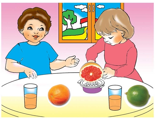 יצירה אנו מכינים מיץ עם מדבקות