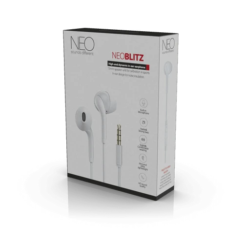 אוזניות חוטיות NEO BLITZ לבן