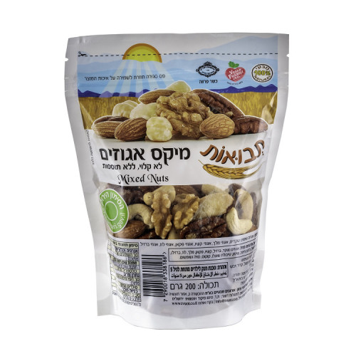 מיקס אגוזים טבעי תבואות (לא קלוי) 200 גרם