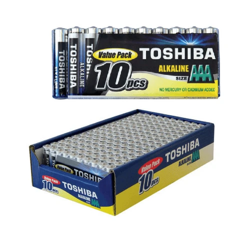 מארז 10 סוללות קטנות TOSHIBA טושיבה גודל AAA