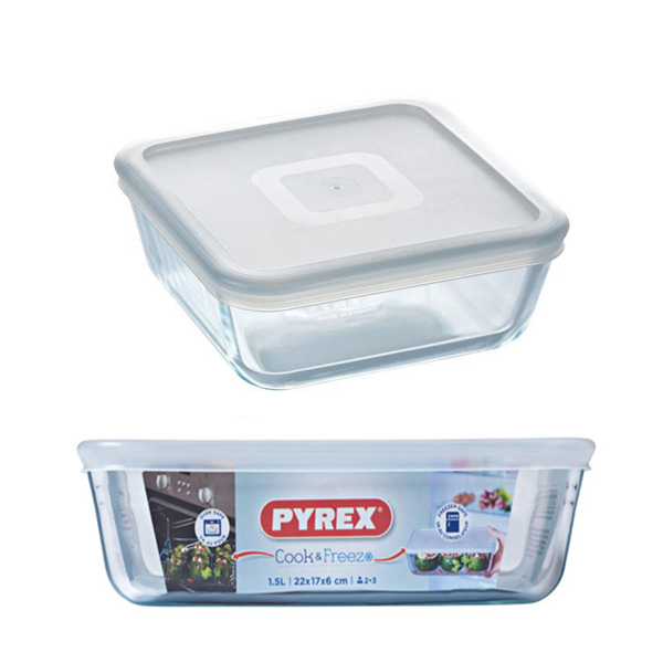 קופסת זכוכית מרובעת לאחסון 2 ליטר פיירקס | PYREX Cook & Freez