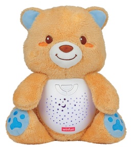 בובת דובי מנגן 2 ב 1 עם מנורת לילה מקרן