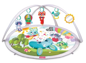 משטח פעילות ואוניברסיטה עם קשתות ניתנות לניתוק/חיבור, כרית בטן ו 5 צעצועים - דמויות צבעוניות