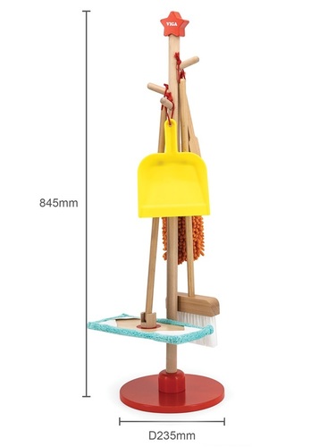 ערכת כלי ניקוי לבית מעץ 5 חלקים + מעמד 