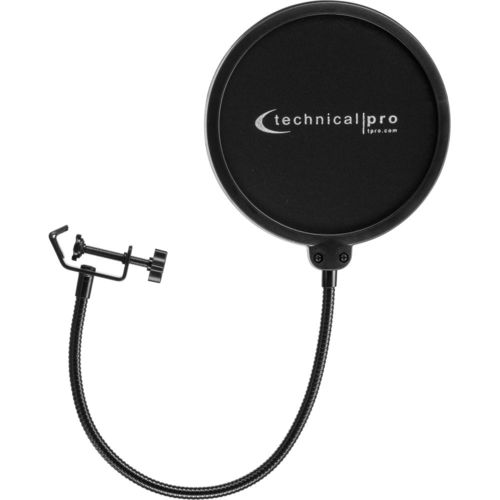 Technical Pro Technical Pro מסנן Pop Filter (פופ פילטר) עם מוט גמיש 25 ס״מ ותופסן C-Style Clamp