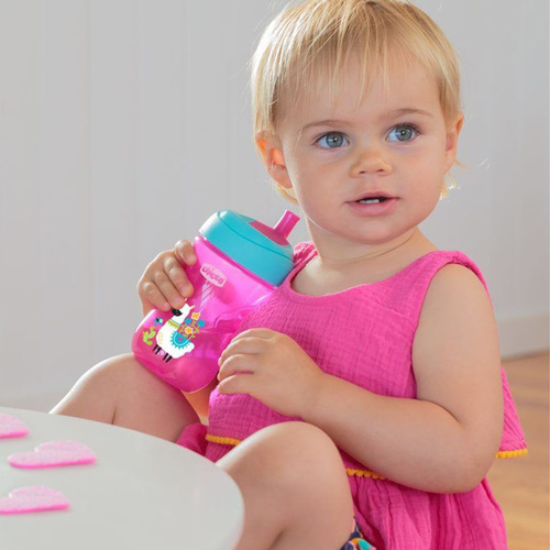 כוס שתיה עם פיה לא נוזלת לגיל 12 חודשים ומעלה - סגול גי'רף