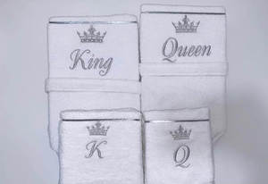 מארז חלוקי רחצה ומגבות פנים KING & QUEEN