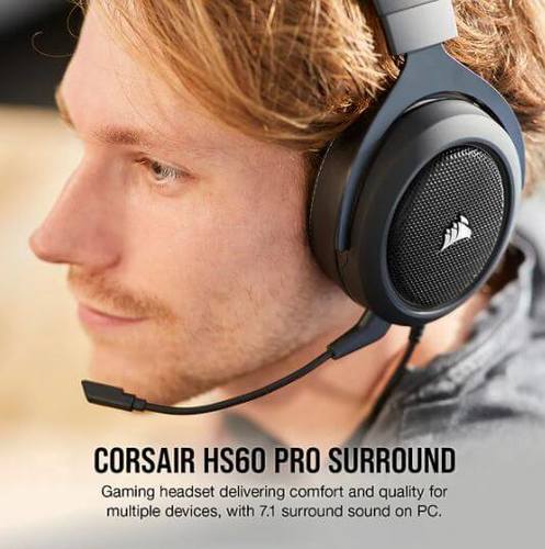 אוזניות גיימינג -CORSAIR HS60 PRO SURROUND קרבון