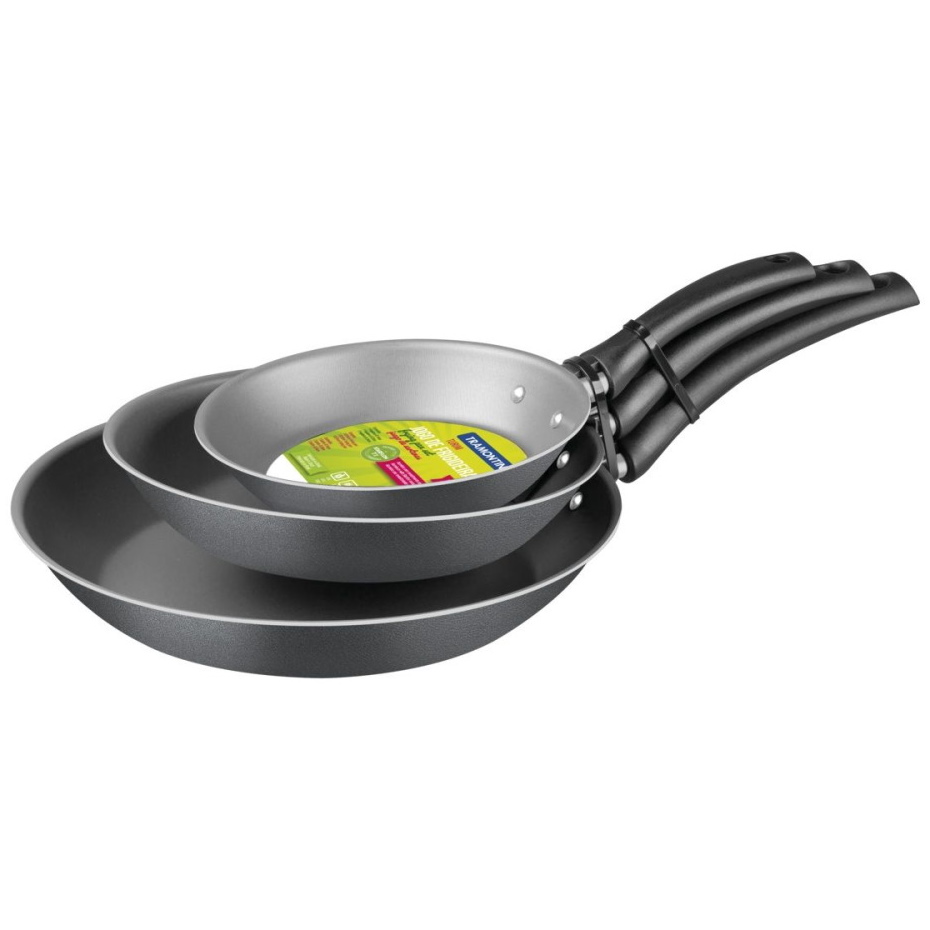 שלשיית מחבתות בגודל 16 ס"מ 20 ס"מ ו24ס"מ, אלומיניום בציפוי טפלון