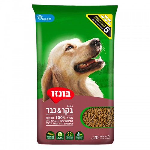 בונזו בקר&כבד 17 ק"ג אוכל יבש לכלבים בוגרים