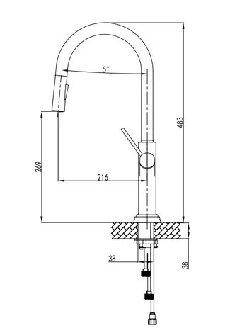 מדגל ברז מטבח נשלף סדרת שניר גוון שחור 51818