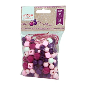 חרוזי עץ מיקס 50 גר