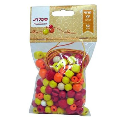 חרוזי עץ מיקס 50 גר' - צהובים