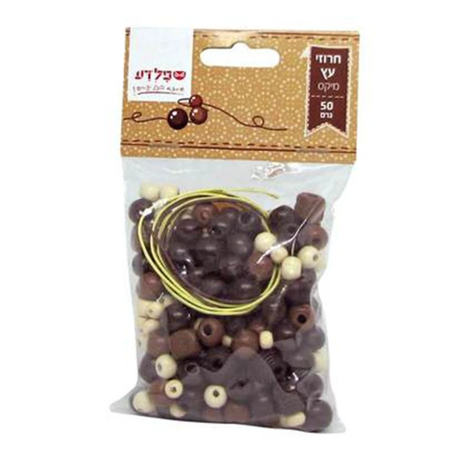 חרוזי עץ מיקס 50 גר' - חומים