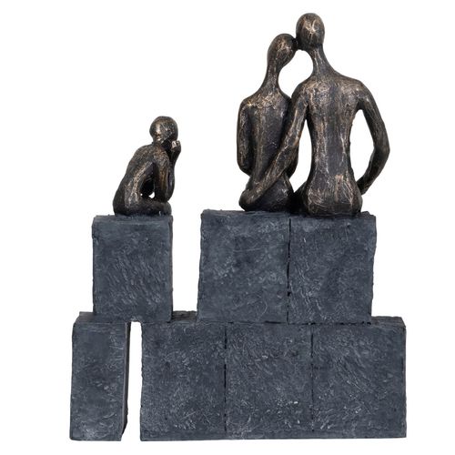 פסל ברונזה 3 נפשות על בלוקים Blocks Family of three Sculpture