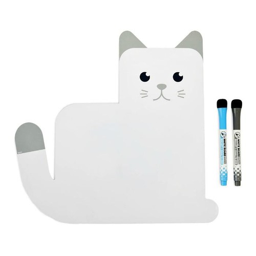 לוח מחיק  מגנטי למקרר חתול Meow - צבע לבן