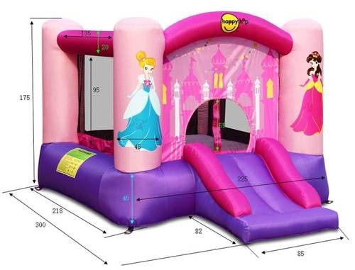 מתקן מתנפח לילדים 9201P מתנפח נסיכות עם מגלשה Happy hop