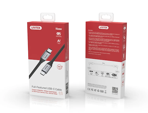 כבל טעינה מהירה ודאטה Unitek C14082ABK Type-C to Type-C 