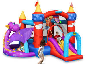 מתקן מתנפח לילדים 9022 מתנפח דרקון עם מגלשה Happy hop