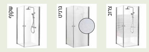 מקלחון פינתי עגול שני קירות קבועים ושתי פרופיל ניקל, 