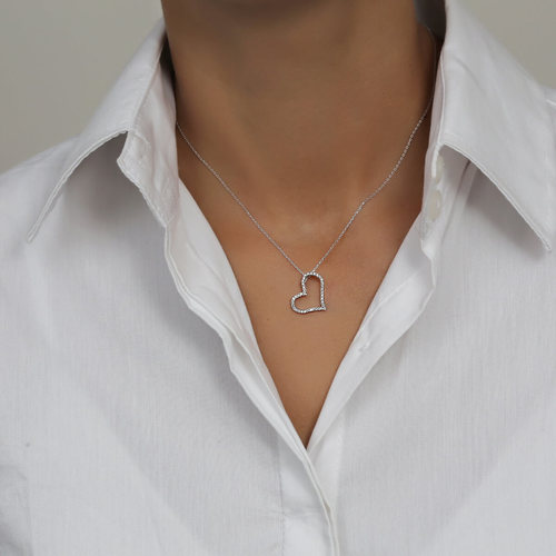 שרשרת ותליון לב יהלומים 0.22 CT זהב 14K