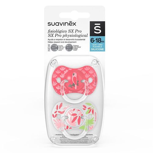 זוג מוצצי סיליקון מסדרת פזיולוגיקל SX PRO החדשה 6-18 חודשים - אדום