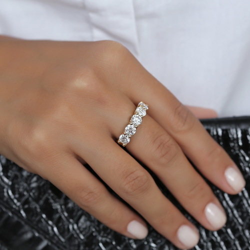 טבעת חצי נישואים יהלומים 2.0CT זהב 14K