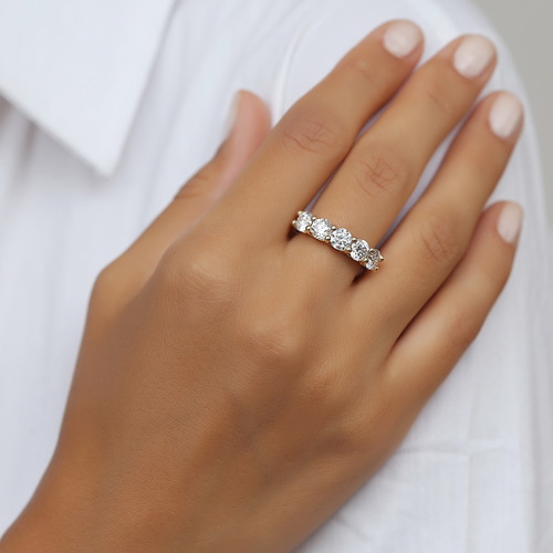 טבעת חצי נישואים יהלומים 2.0CT זהב 14K