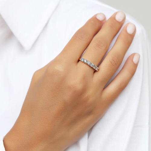 טבעת יהלומים חצי נישואים 1.0CT זהב 14K