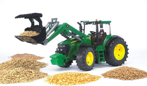 טרקטור חקלאי ברודר John Deere 7930 עם כף העמסה קדמית עולה ויורדת - לילדים ואספנים 