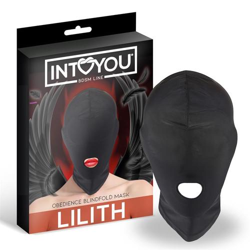 מסיכת פנים מקצועית עם פתח לחדירה מבית Lilith Incognito Mask with Opening in the Mouth Black