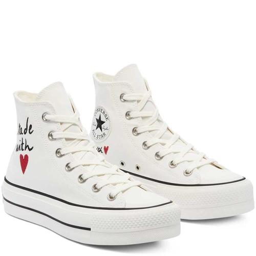 Converse Chuck Taylor All Star Lift - נעליי סניקרס אולסטאר LOVE גבוהות  לנשים (לבן) 35-39 - ALL STAR - נעלי נשים