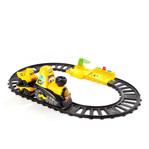 סט רכבת ממונעת אורות וצלילים של  CAT -  תחנת טעינה, 3 כלי עבודה שונים 