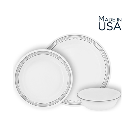 סט צלחות 18 חלקים, קורנינג מיסטיק גריי | Corning Ware Mystic Gray