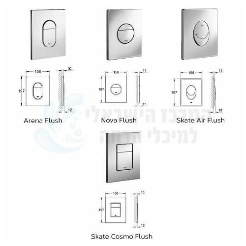 GROHE 38732P00 | לחצן ניאגרה סמויה  גרואה GROHE מידות