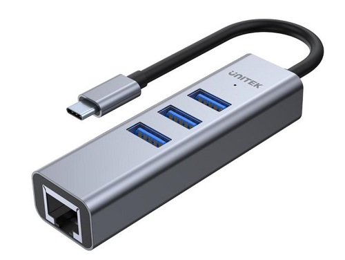 מתאם רשת + מפצל  Unitek uHUB Q4+ 4-in-1 USB-C Ethernet Hub H1904A