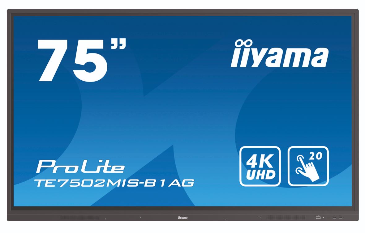 מסך אינטראקטיבי IIYAMA ProLite 75" TE7502MIS-B1AG VA 20pt Touch 4K Interactive