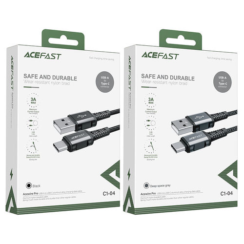 כבל טעינה ודאטה שחור AceFast C1-04 USB-A To Type-C