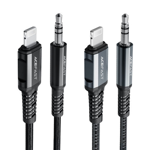 מתאם אודיו זכר שחור לאייפון AceFast C1-06 Lightning To 3.5mm