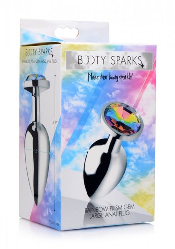 פלאג אנאלי ממתכת גודל Xr Brands - Rainbow prism anal plug - L