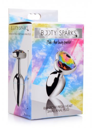 פלאג אנאלי לב ממתכת גודל Xr Brands - Rainbow prism anal plug -S