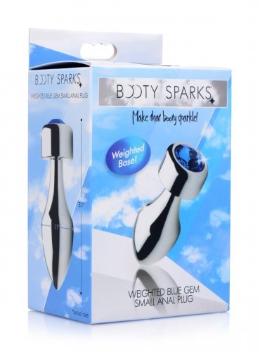 פלאג אנאלי ממתכת אלומיניום ללא ניקל  גודל Xr Brands - Blue Gem Weighted Anal Plug -S