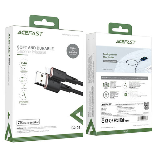 כבל טעינה ודאטה לבן AceFast C2-02 USB-A To Lightning