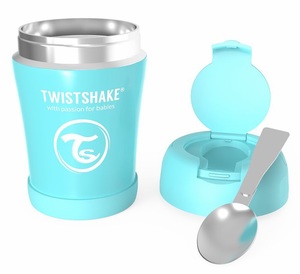 קופסת אחסון מזון טרמית 350 מ"ל (מבודד חום / קור) + כפית מתקפלת - תכלת