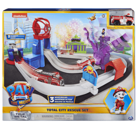 ערכת הצלה לעיר הכוללת מסילה עם משגר רכבים, מגדל העיר ושני רכבי מתכת של מרשל וליברטי